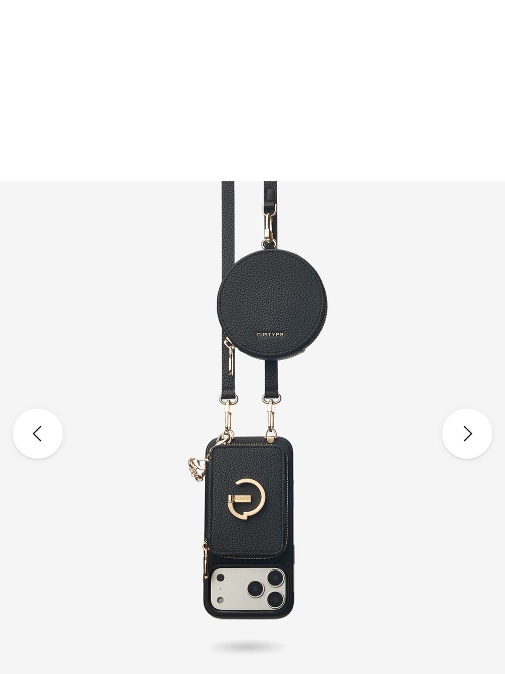 Custype black detachable Crossbody wallet, iPhone case